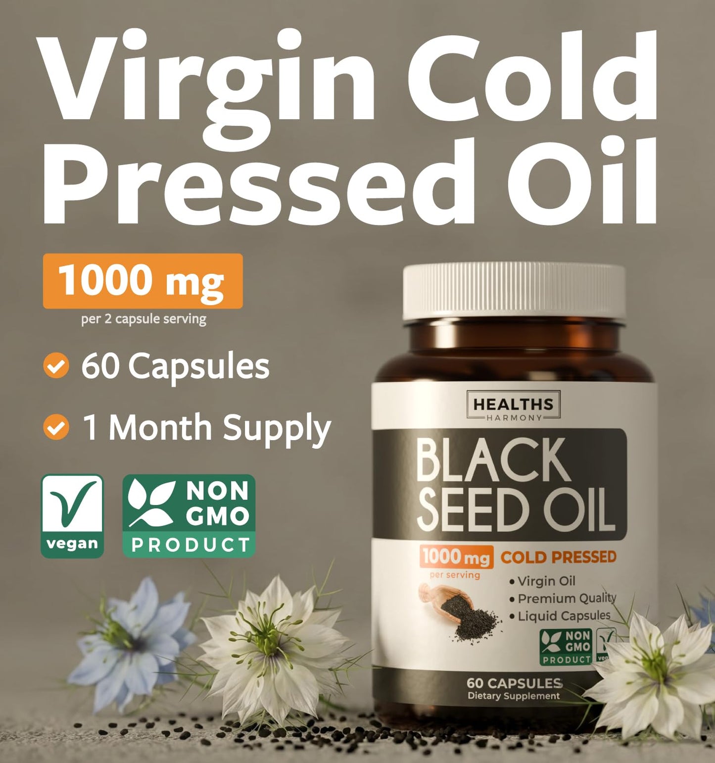 Healths Harmony Black Seed Oil Softgel Capsules 60 Count