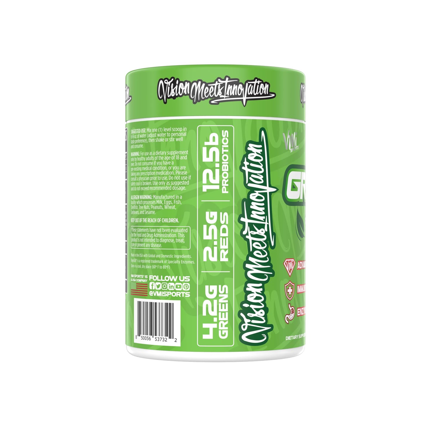 VMI Sports Greens + Reds Advanced Superfood Immunity and Gut Health (Dragon Fruit) Powder 8.68 Ounce