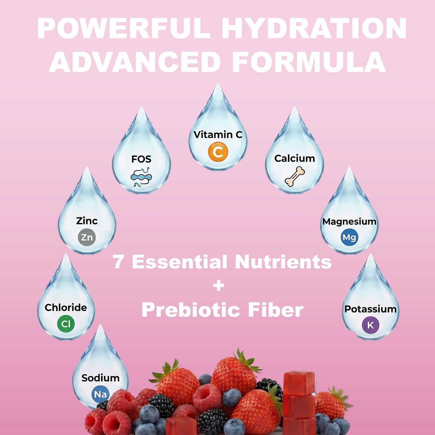 HydroBites Sugar Free Electrolyte Gummies, Mixed Berry, Vegan, 60 Count