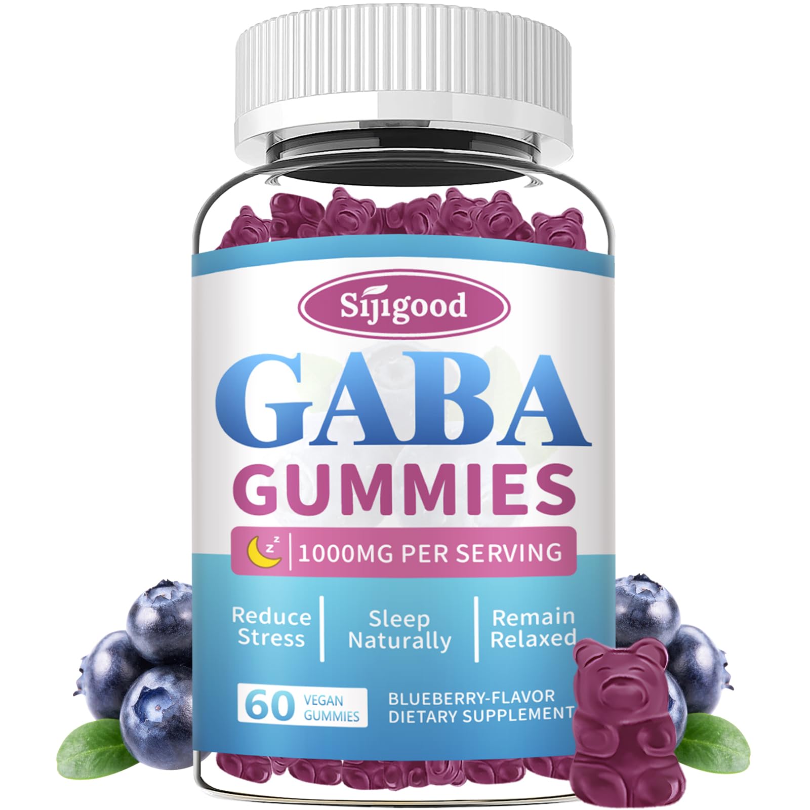 Sijigood Sugar Free Chewable GABA Supplement Gummies 60 Count