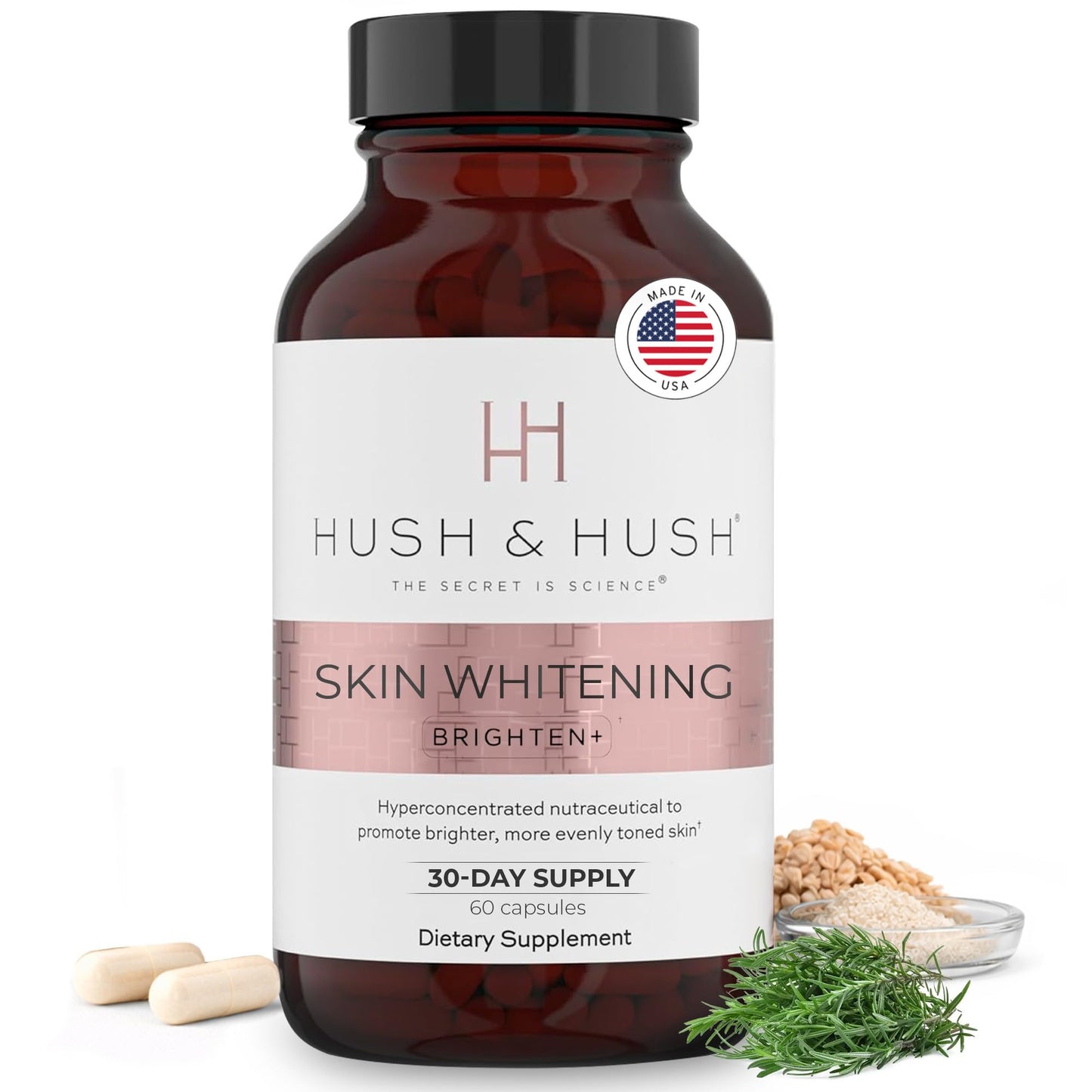 Hush & Hush Vitamin C Supplement for Skin Brightening Powder, 60
