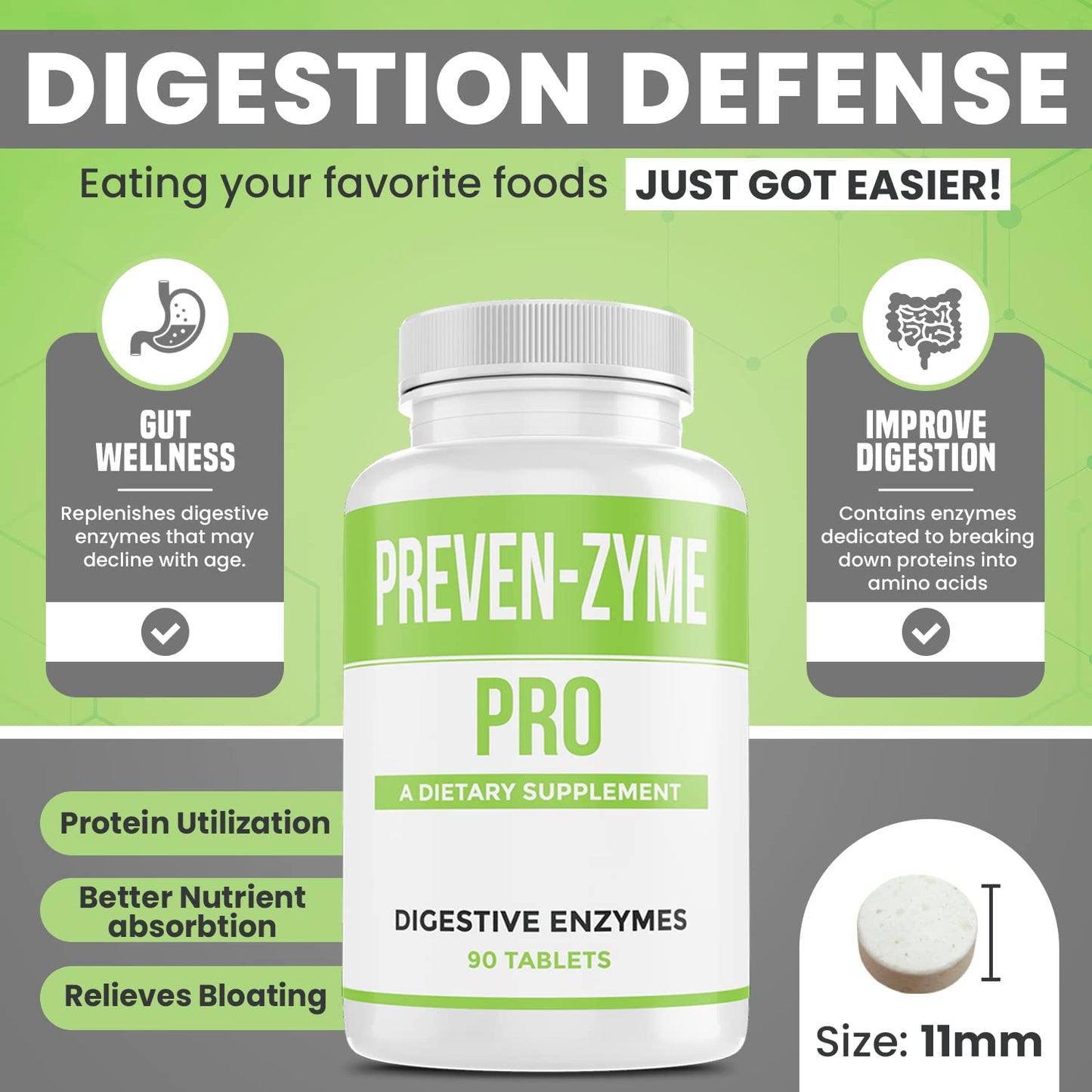 ES Global Brands Prevenzyme Pro Digestive Enzyme Supplement Tablet 90