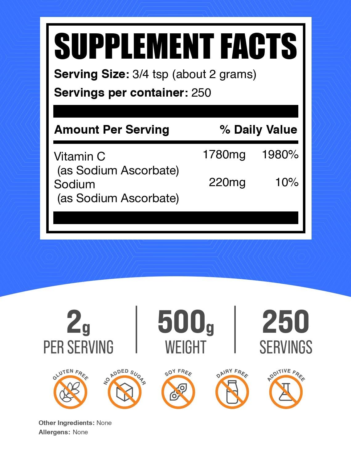 BulkSupplements Sodium Ascorbate Powder, 17.6 oz