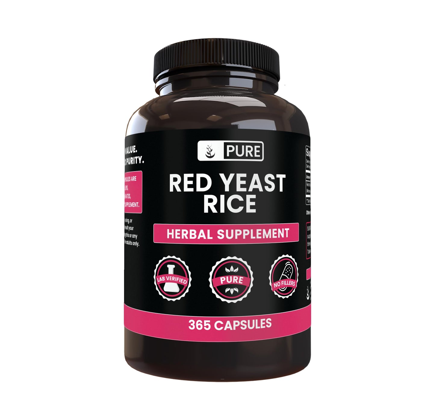 PURE ORIGINAL INGREDIENTS Red Yeast Rice Capsules 365 Capsules