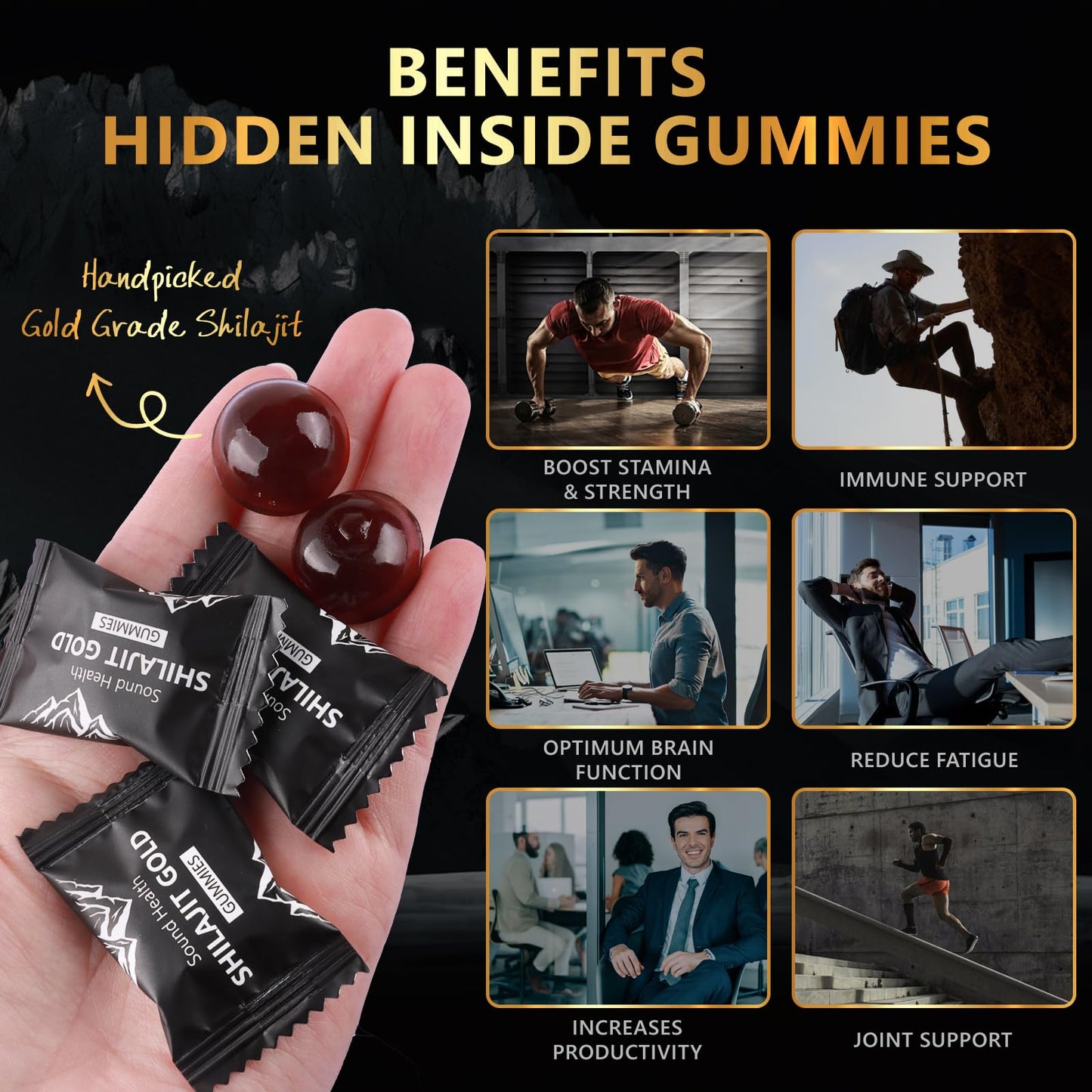 Sound Health Plus Shilajit Gold Gummies with Ashwagandha & Gokshura 60 Gummies