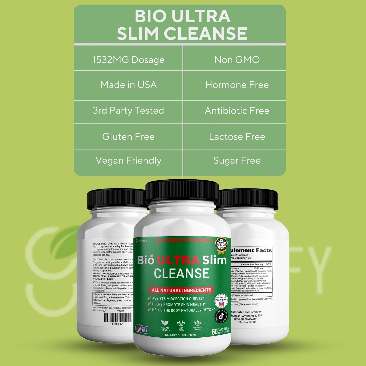 GREENVIFY Lipo Sculpt Max Maximum Strength Dietary Supplement, 60 Capsules