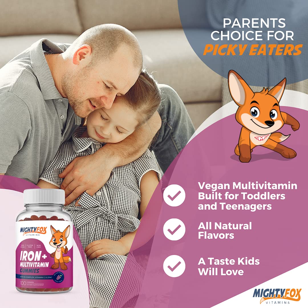 MIGHTY FOX VITAMINS Iron Gummies for Kids Gummies 200 Count