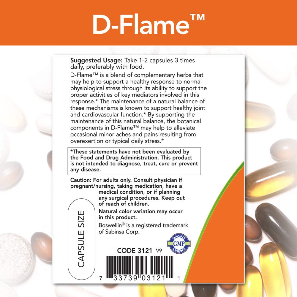 NOW Foods D-Flame Capsules, 180 Count
