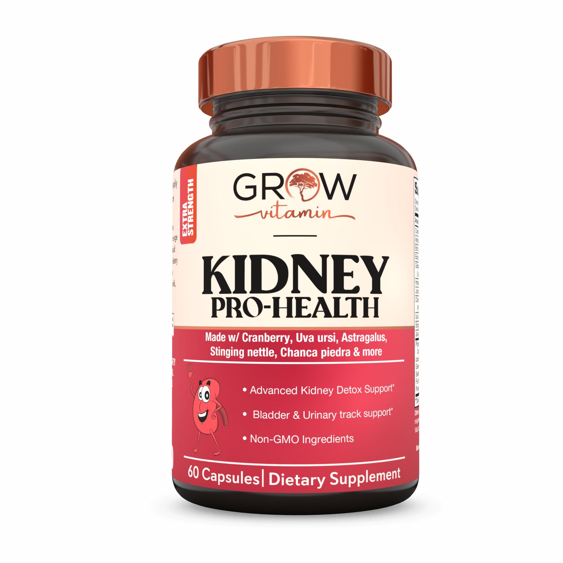 Grow Vitamin Premium Kidney Cleanse Supplement with Cranberry Extract, 60 Capsules