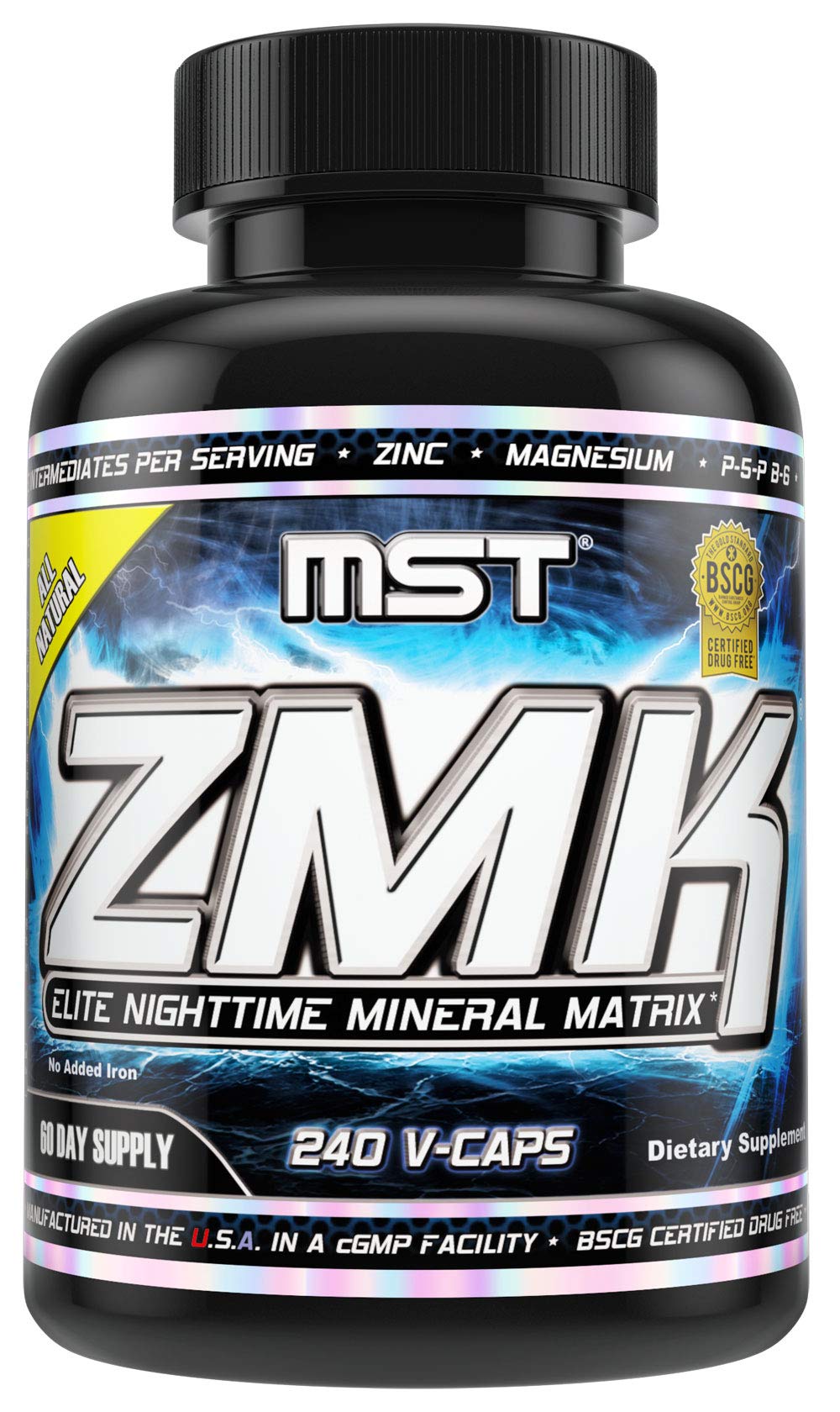 MST ZMK Nighttime Multi Mineral Supplements, Zinc, Magnesium, Trace Minerals, ATP BSCG Certified, 120 Capsules