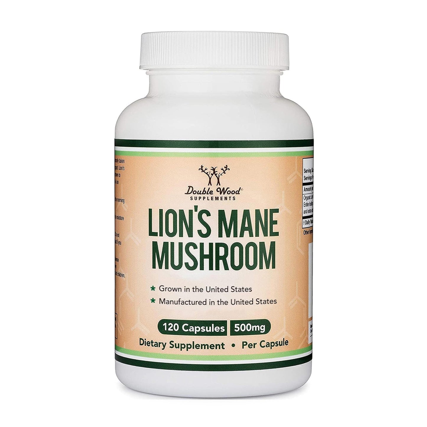 Double Wood Supplements Organic Lions Mane Mushroom Capsule 120 Count