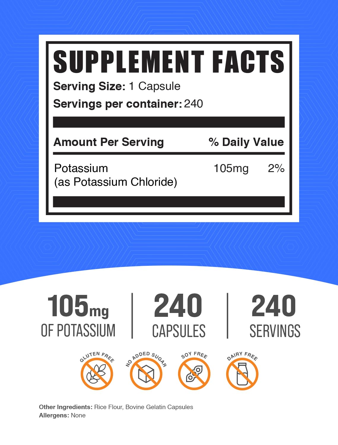 BulkSupplements Potassium Chloride Capsules 500 Count