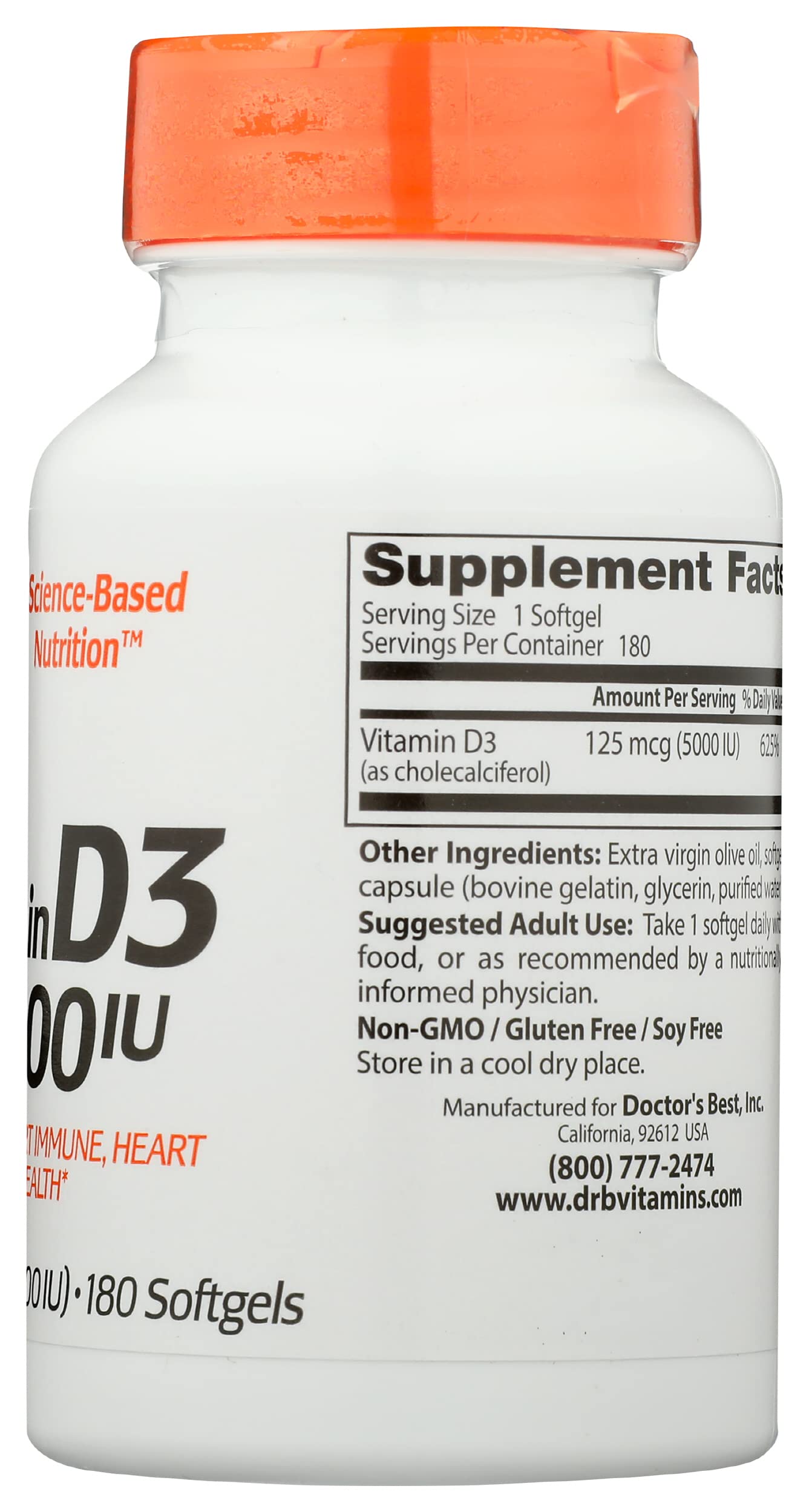 Doctor's BEST Vitamin D3 5000IU 180 Softgels