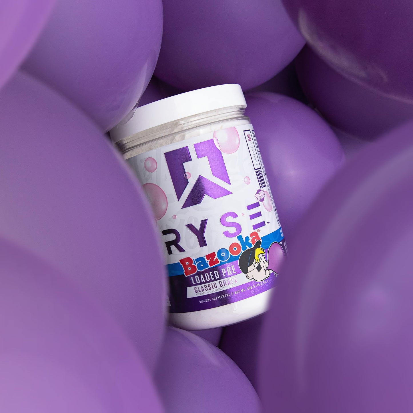 RYSE Up Supplements Loaded Pre Workout Powder Bazooka Grape 15.3 oz