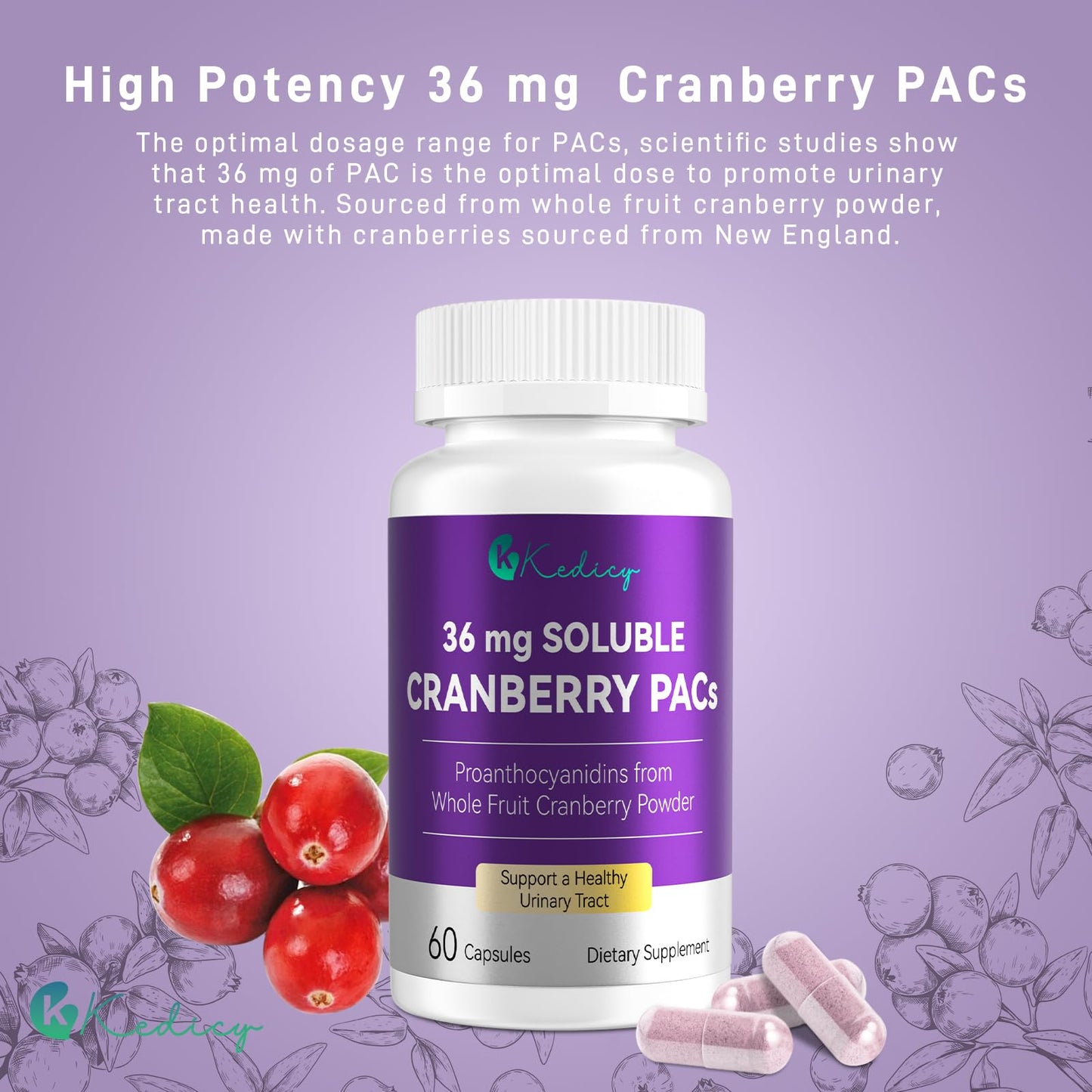 Kedicy Cranberry Pills Capsules, 60 Caps