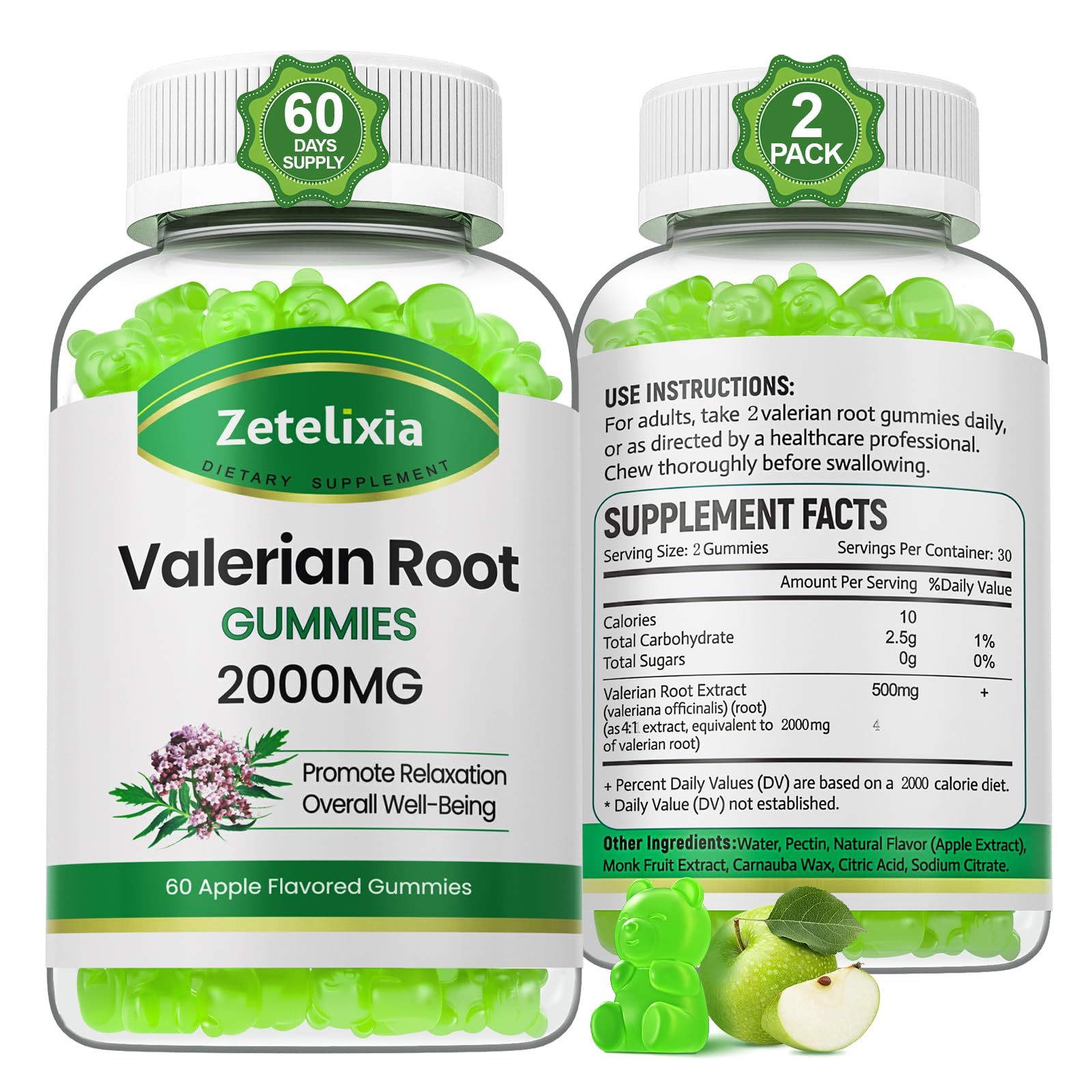Zetelixia Valerian Root Gummies, 120 Count