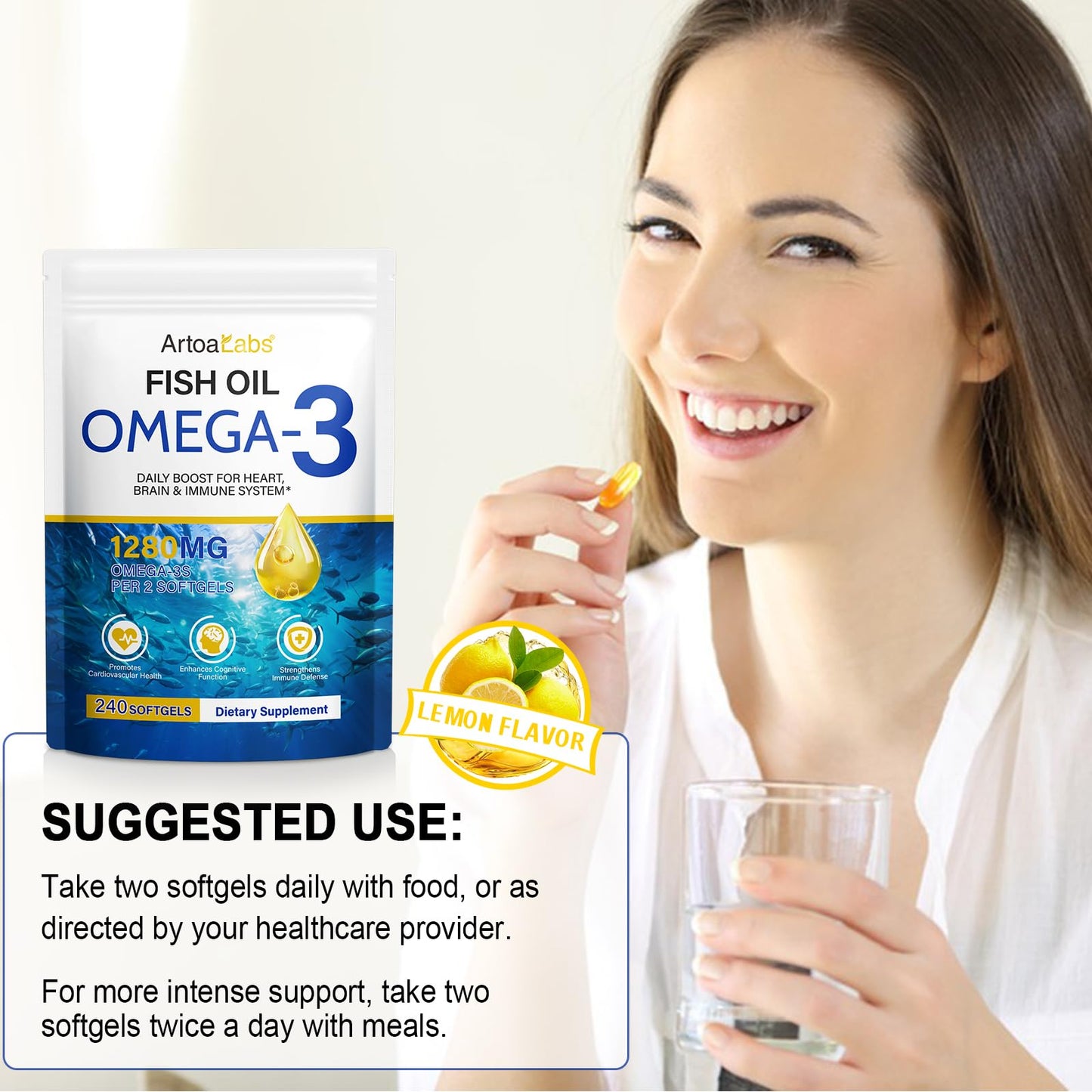 FUKEVY Omega-3 Fish Oil Capsules, 240 Count