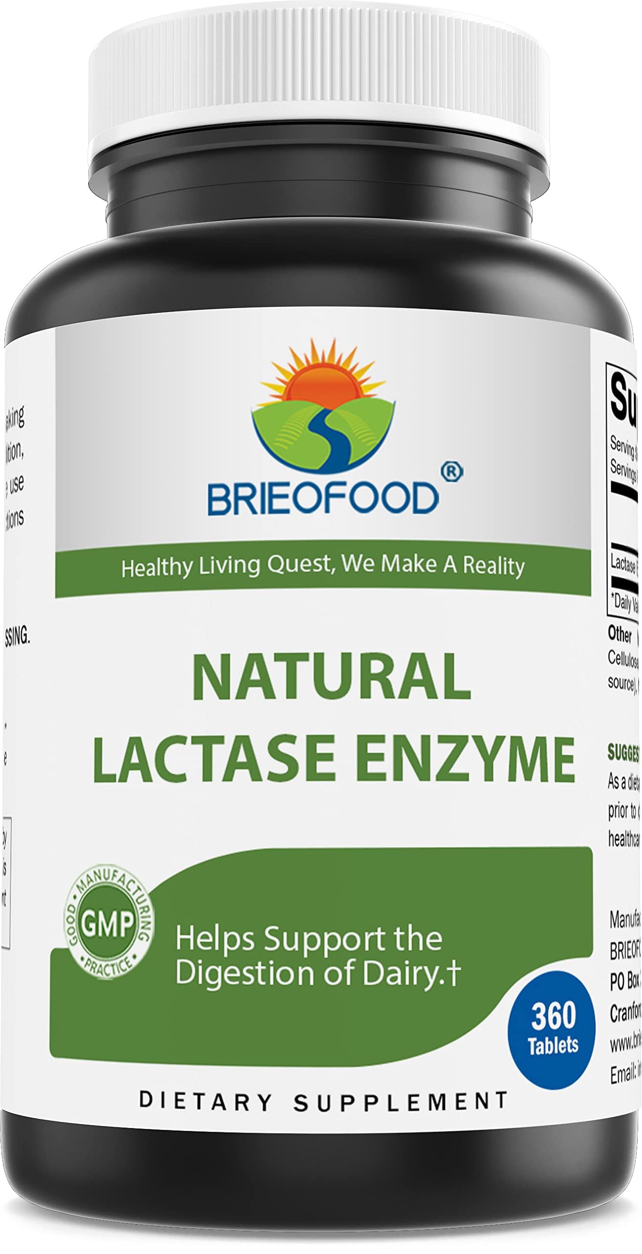 Brieofood Lactase Enzyme Pills Tablets, 360 Tablets