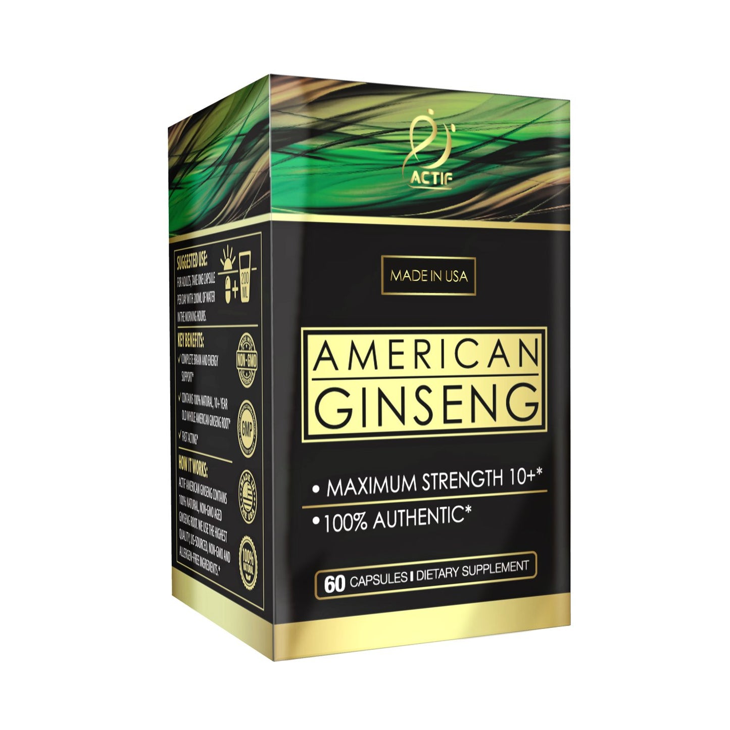 ACTIF American Ginseng 500mg Capsule, 1 Count
