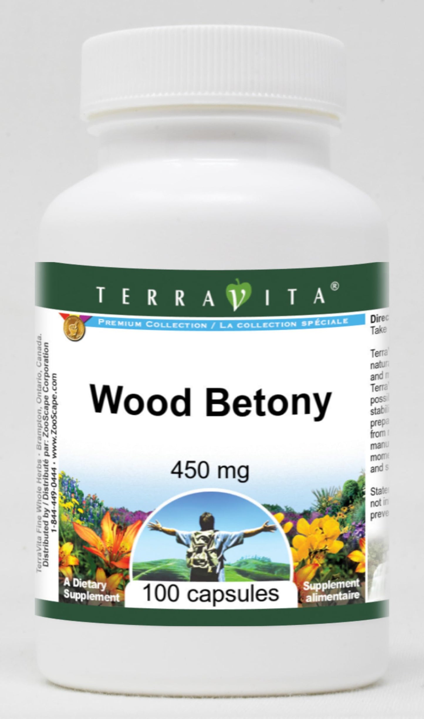 Terravita Wood Betony 450 mg Capsules, 300 Count