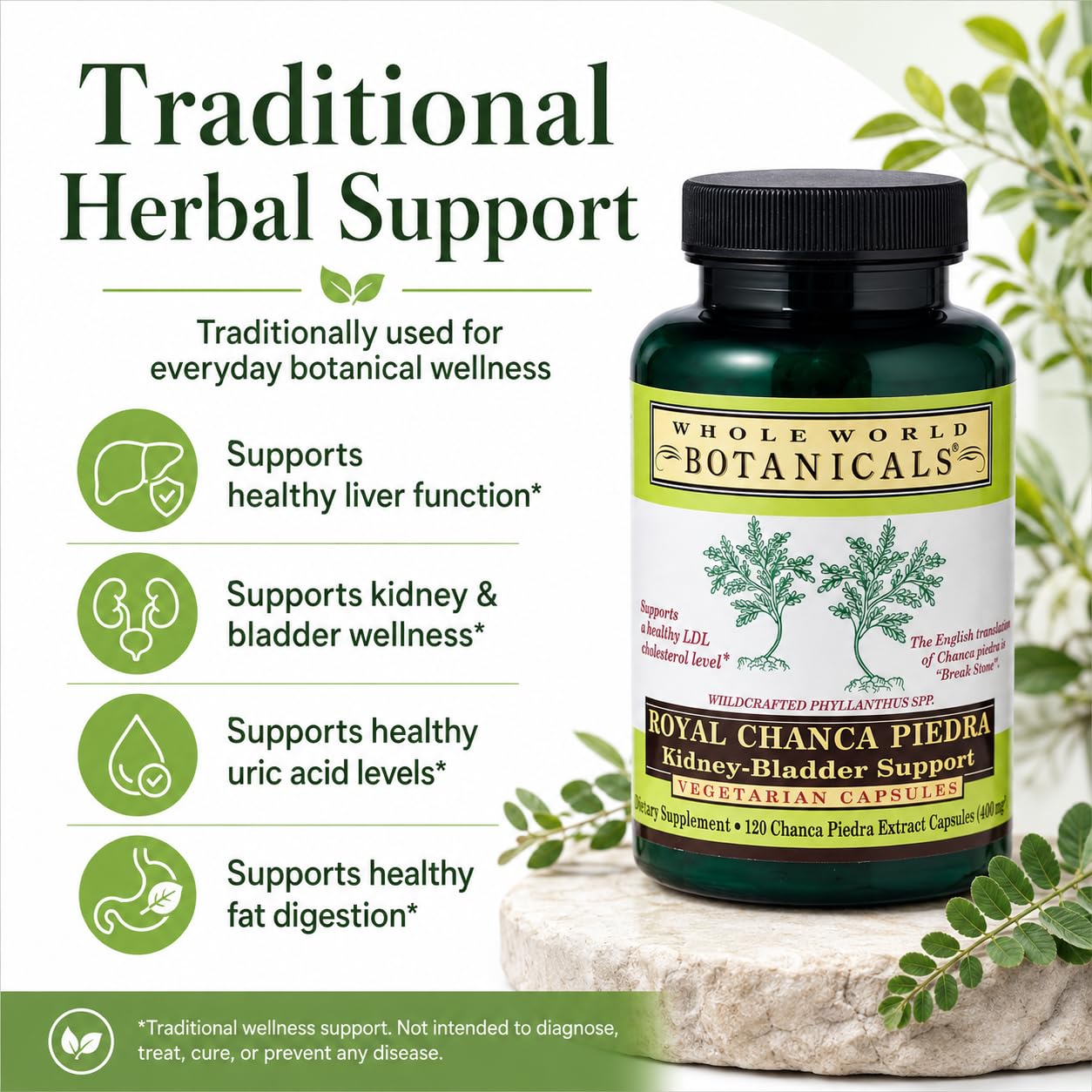 Whole World Botanicals Royal Chanca Piedra Herbal Supplement – Traditional Amazon Herb Capsules 120