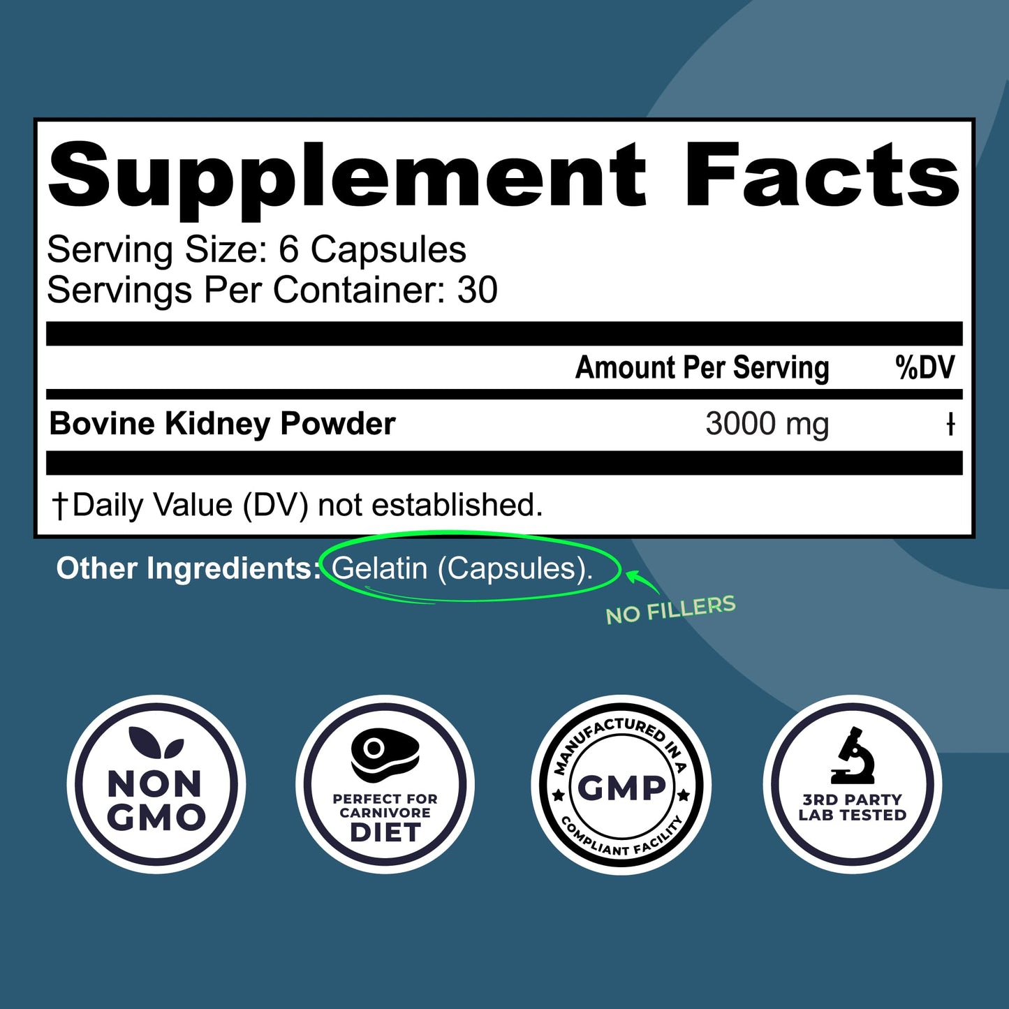 Left Coast Performance Grass Fed Beef Kidney Supplement 180 Capsules