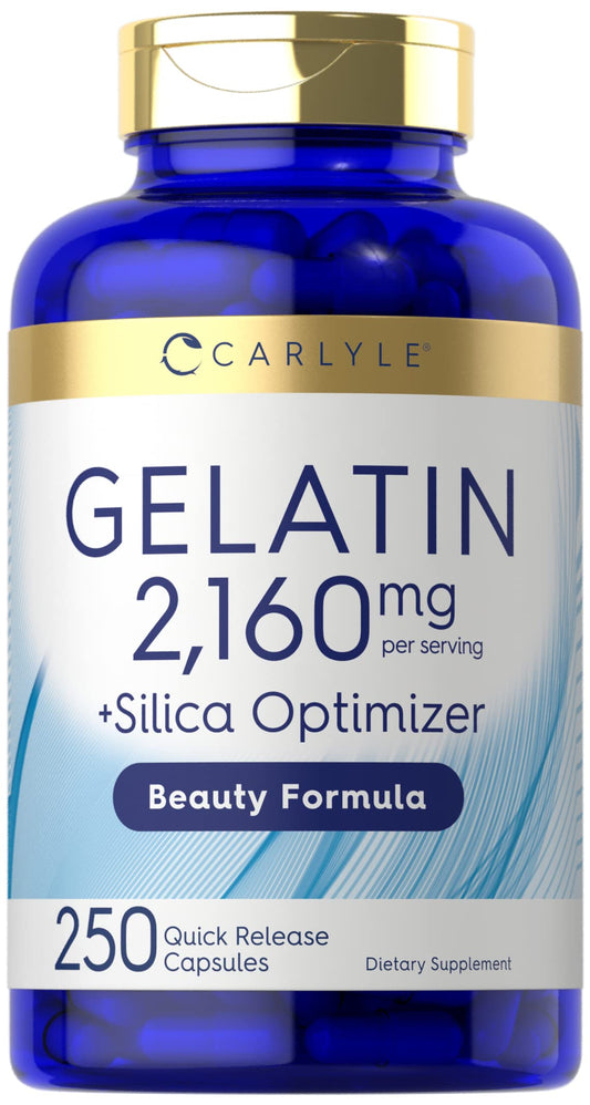 Carlyle Gelatin Capsules 2160 mg, 250 Count, Non-GMO, Gluten Free