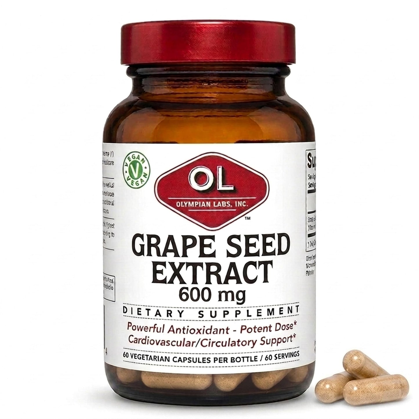 Olympian Labs Grape Seed Extract 600mg Capsule, 60 Count