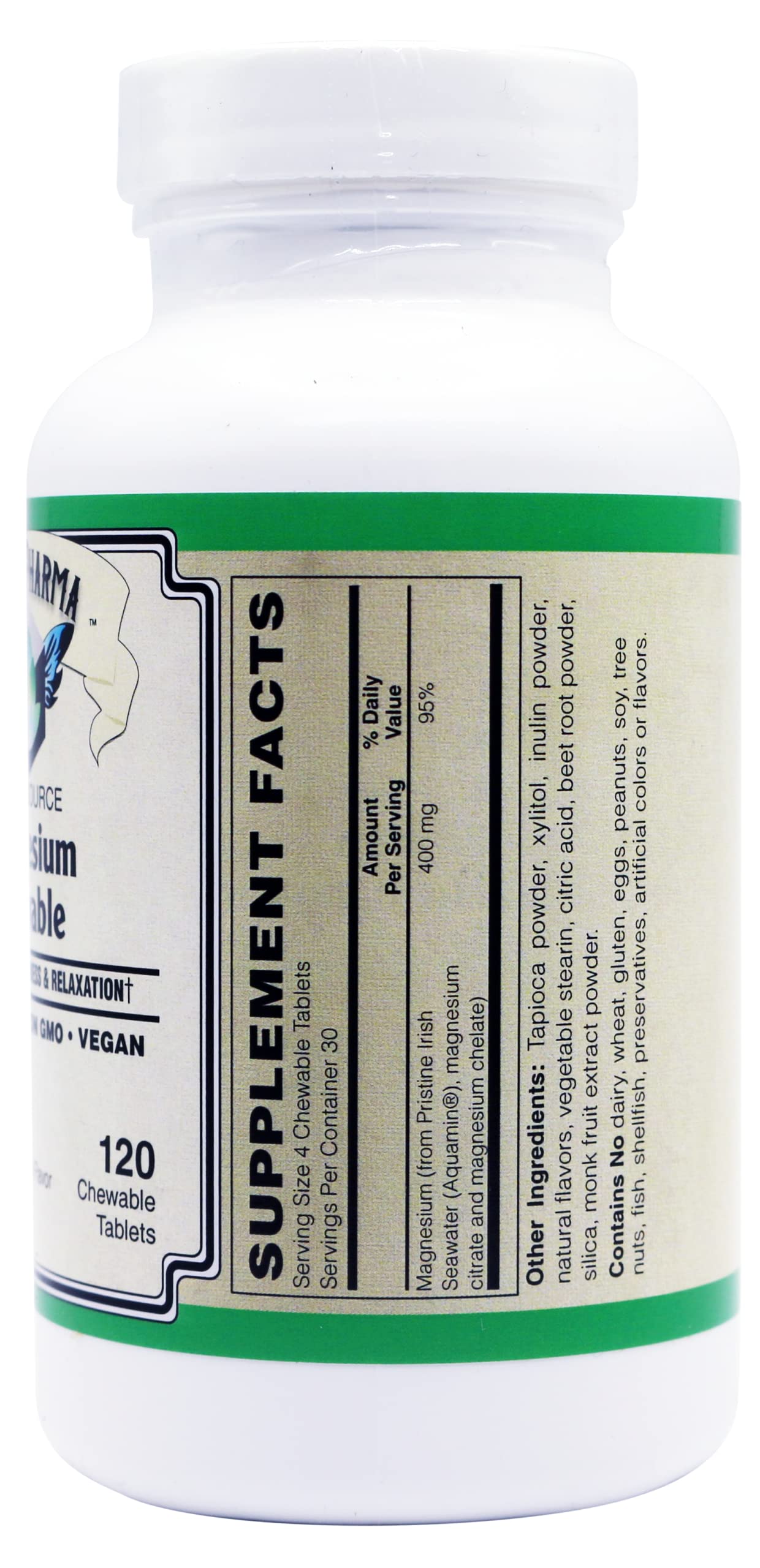 AlchePharma Triple Source Magnesium Aquamin Citrate and Chelate Chewable 120 Count