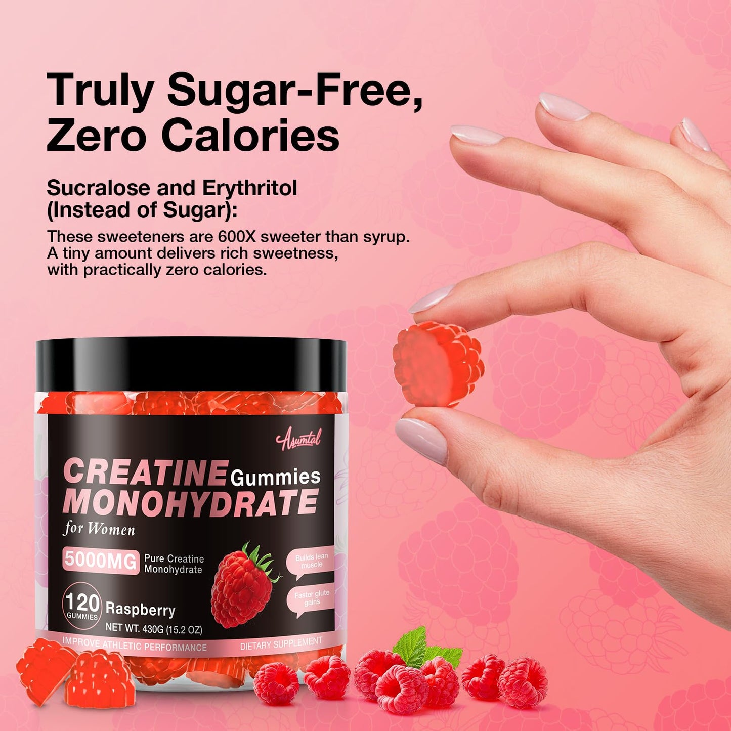 Asumtal Creatine Gummies for Women 5000 MG Gummy 120 Count