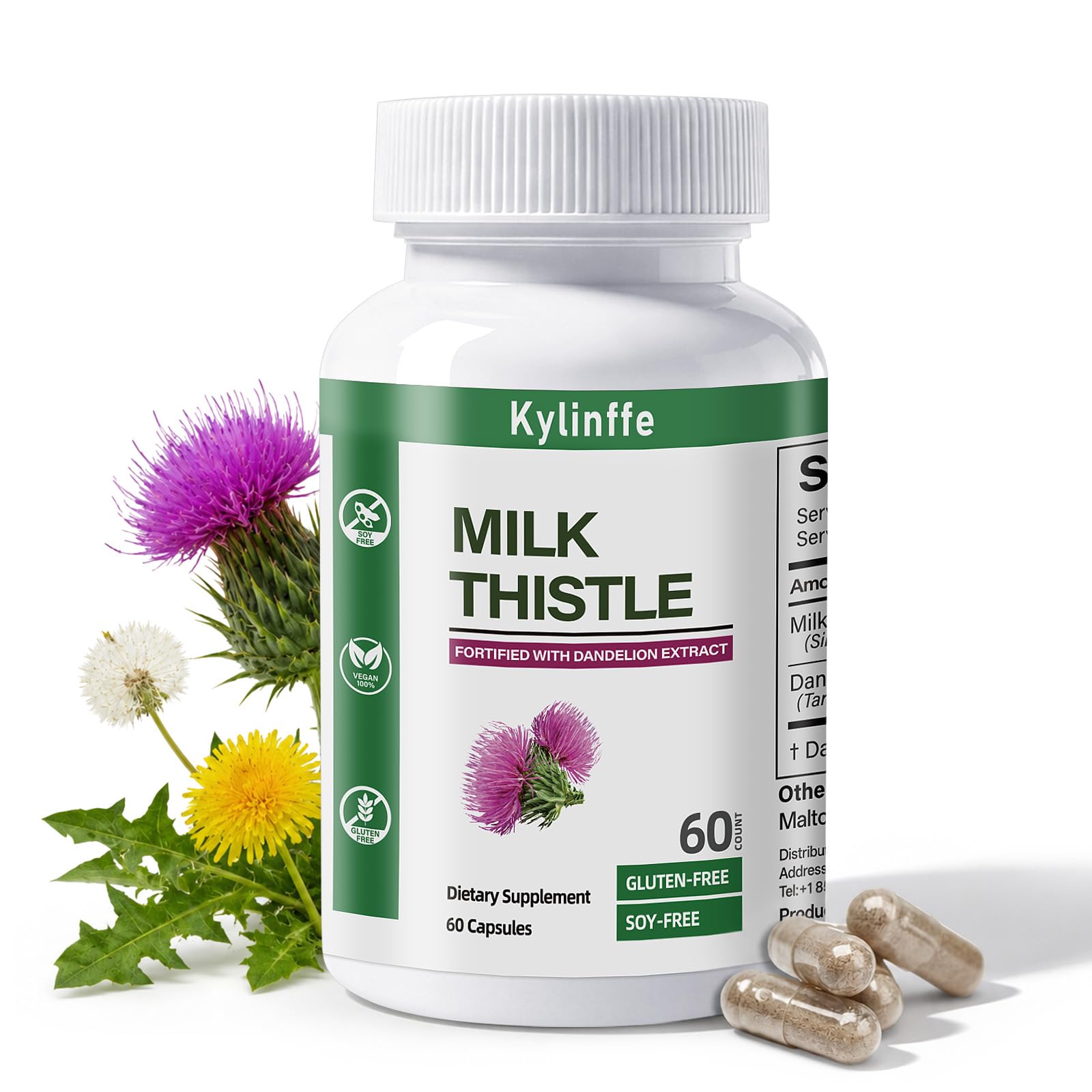 Oopeatol Milk Thistle Supplement with Dandelion Leaf Extract Capsules, 60 Count