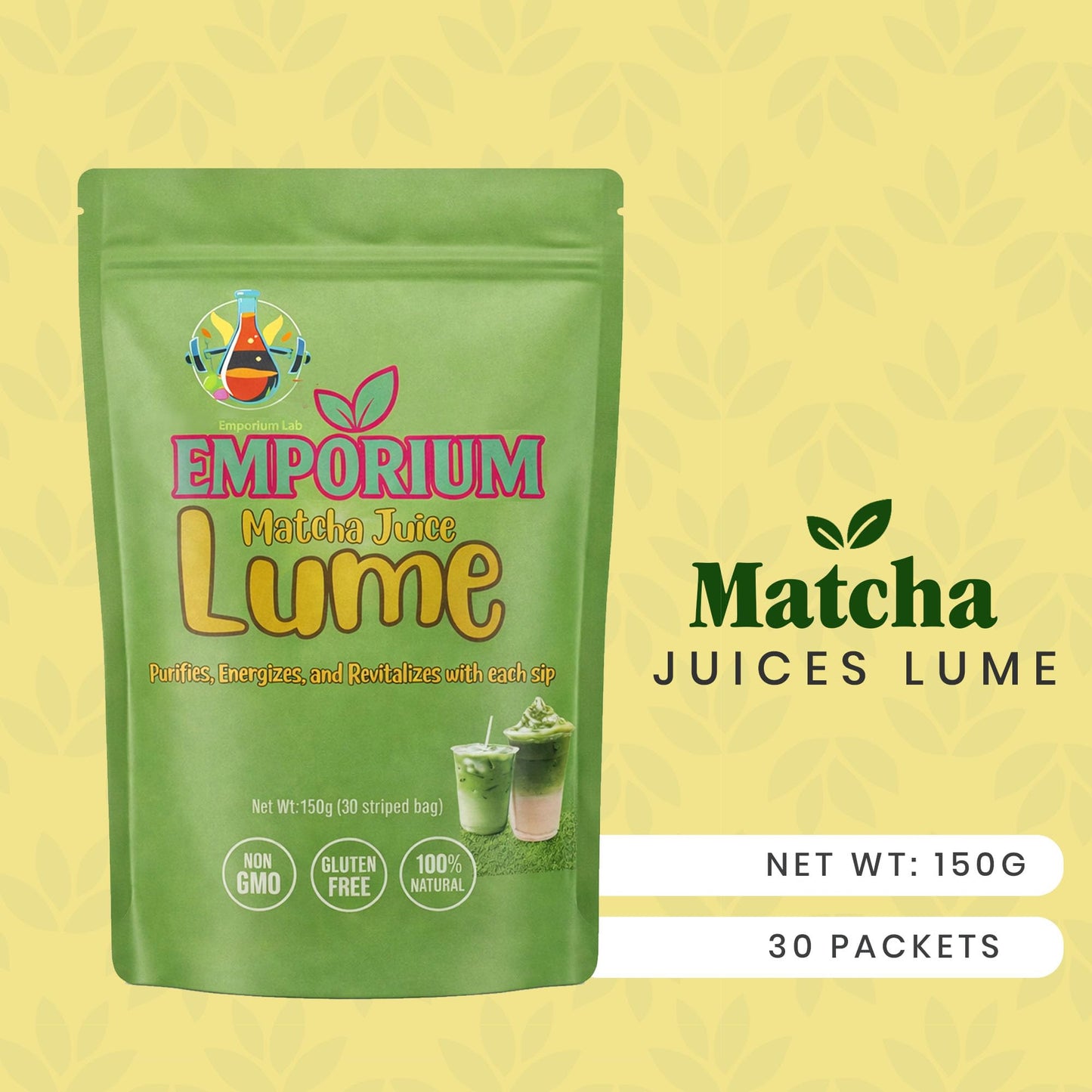 Emporium Lab ELOHIM LUME Matcha Juice Vanilla Matcha Powder with Probiotics & Collagen for Skin Support & Digestive Health, 1 Count