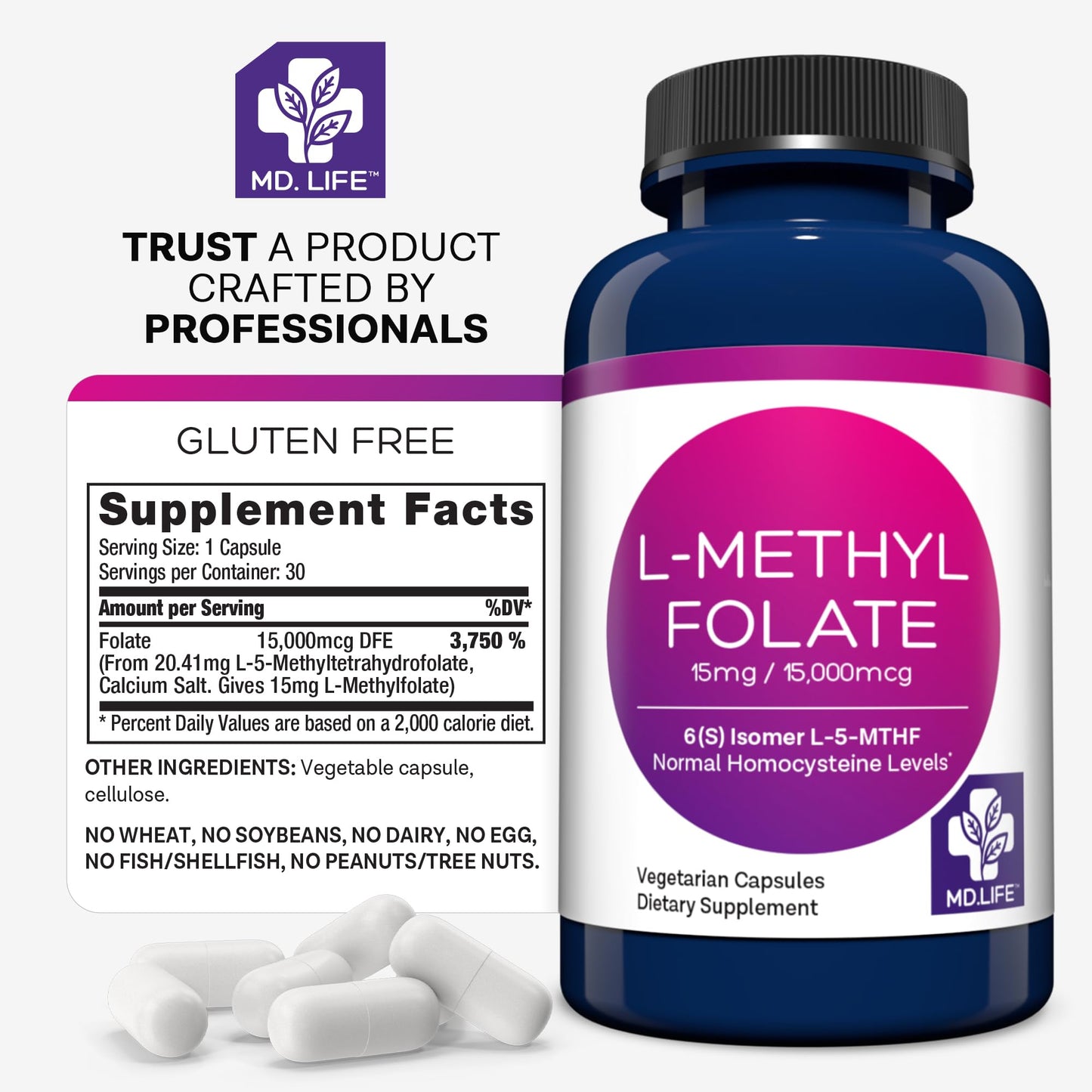 MD.LIFE L-Methylfolate 15 mg Capsule, 30 Capsules