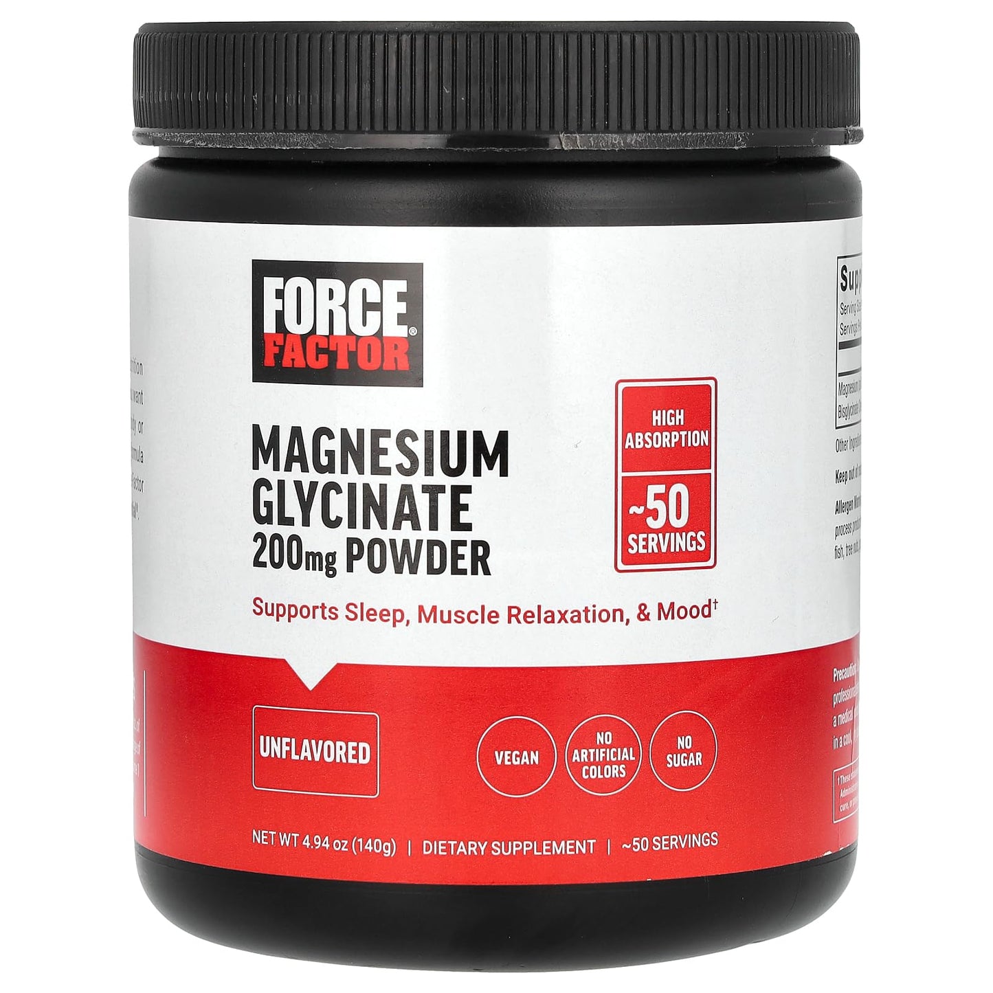 Force Factor Magnesium Glycinate 200mg Powder, 4.94 oz