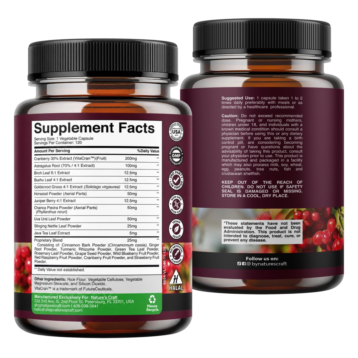 Natures Craft Advanced Kidney Cleanse Support Cranberry Supplement Capsule, 120 Count