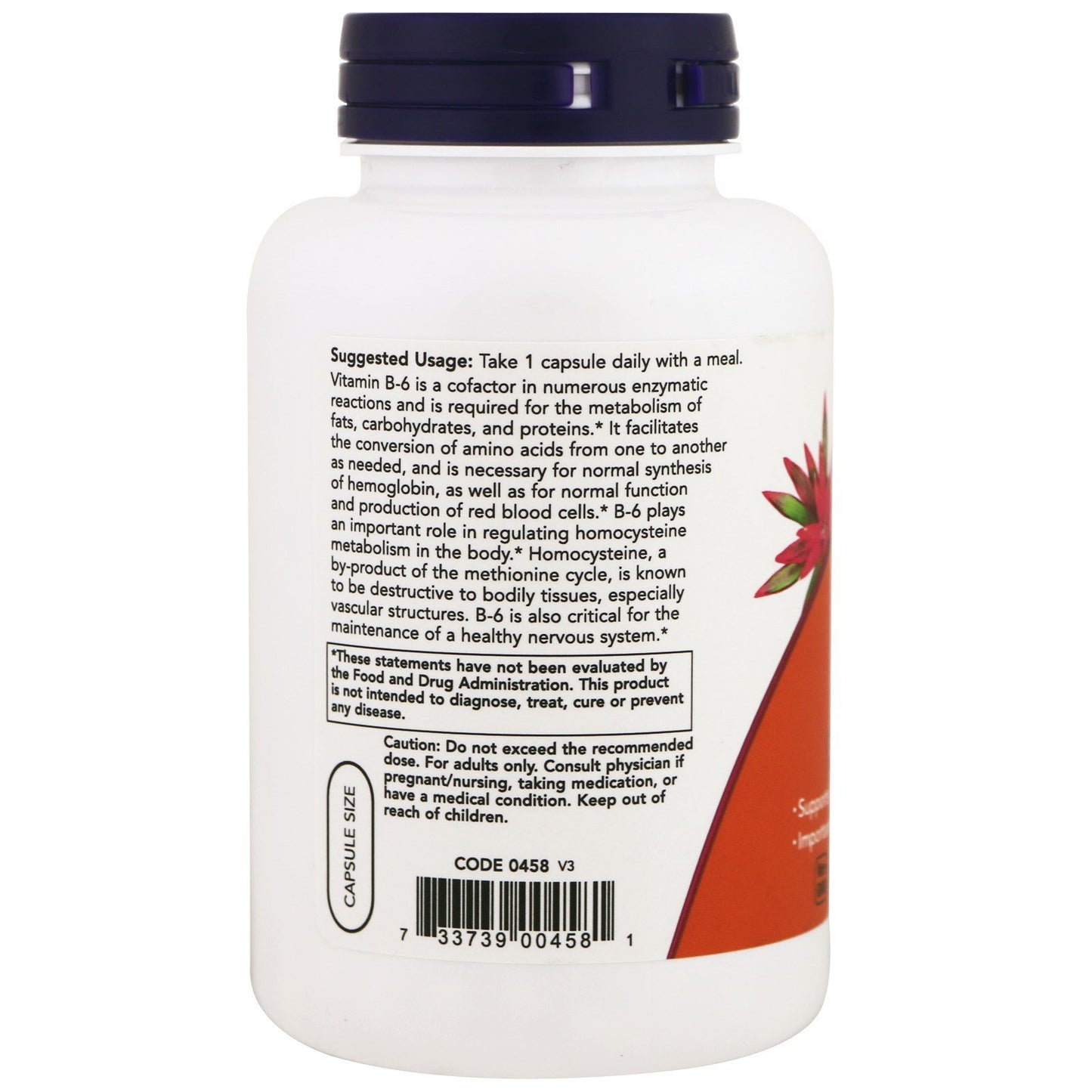 NOW Foods Vitamin B-6 100 mg Capsules, 250 Count