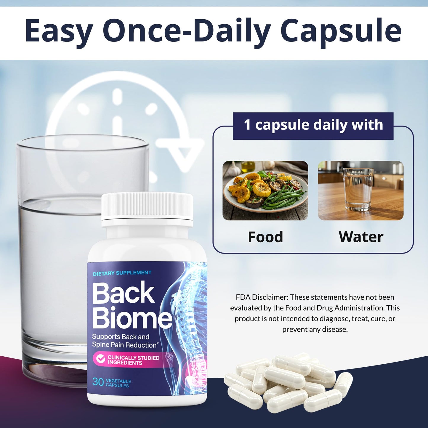 BackBiome Advanced 7-Strain Probiotic Formula for Gut & Back Health, 30 Capsules