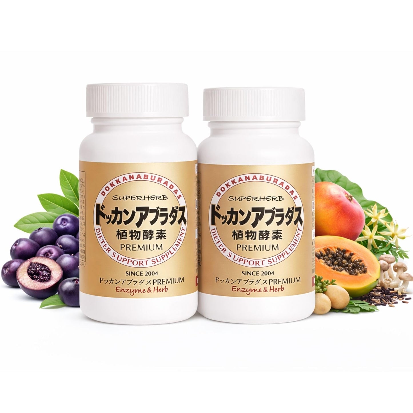 DOKKANABURADAS Natural Weight Loss Tablets for Men and Women with 46 Plant & Fiber from Japan, 180 Tablets