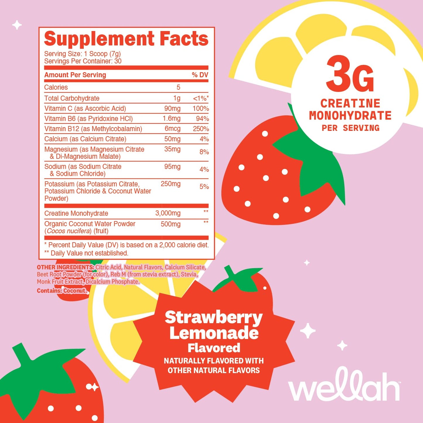 Wellah Creatine + Electrolytes Powder 7.9 Ounce