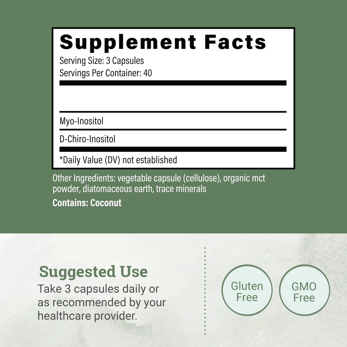 Earth Harmony Naturals Myo-Inositol & D-Chiro Inositol Supplement Capsules, 120 Count