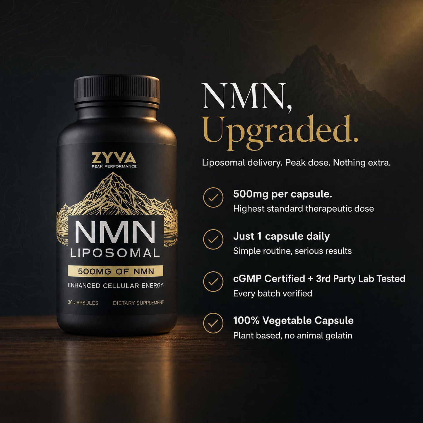 ZYVA Scientific Liposomal NMN Supplement 500mg Capsules, 30 Count