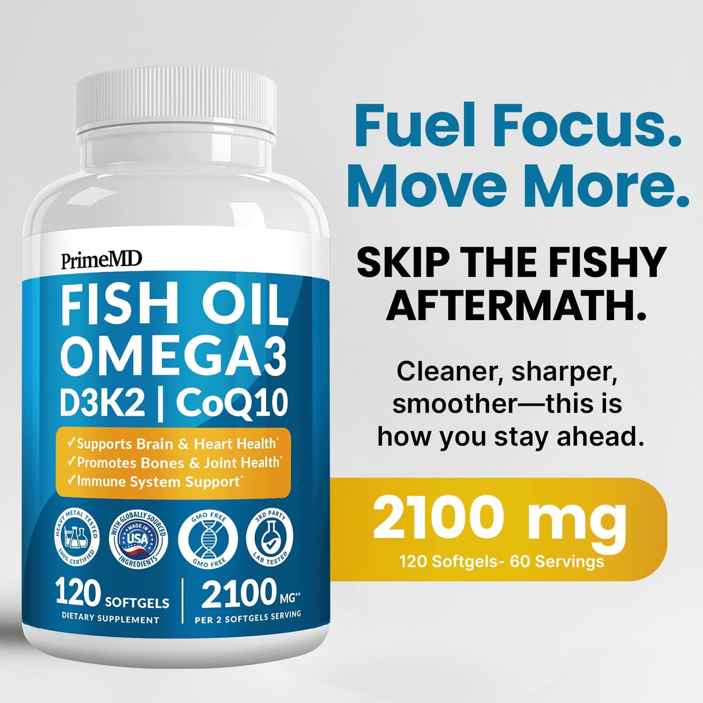 PrimeMD 5-in-1 Fish Oil Omega-3 Softgels, 240-Count
