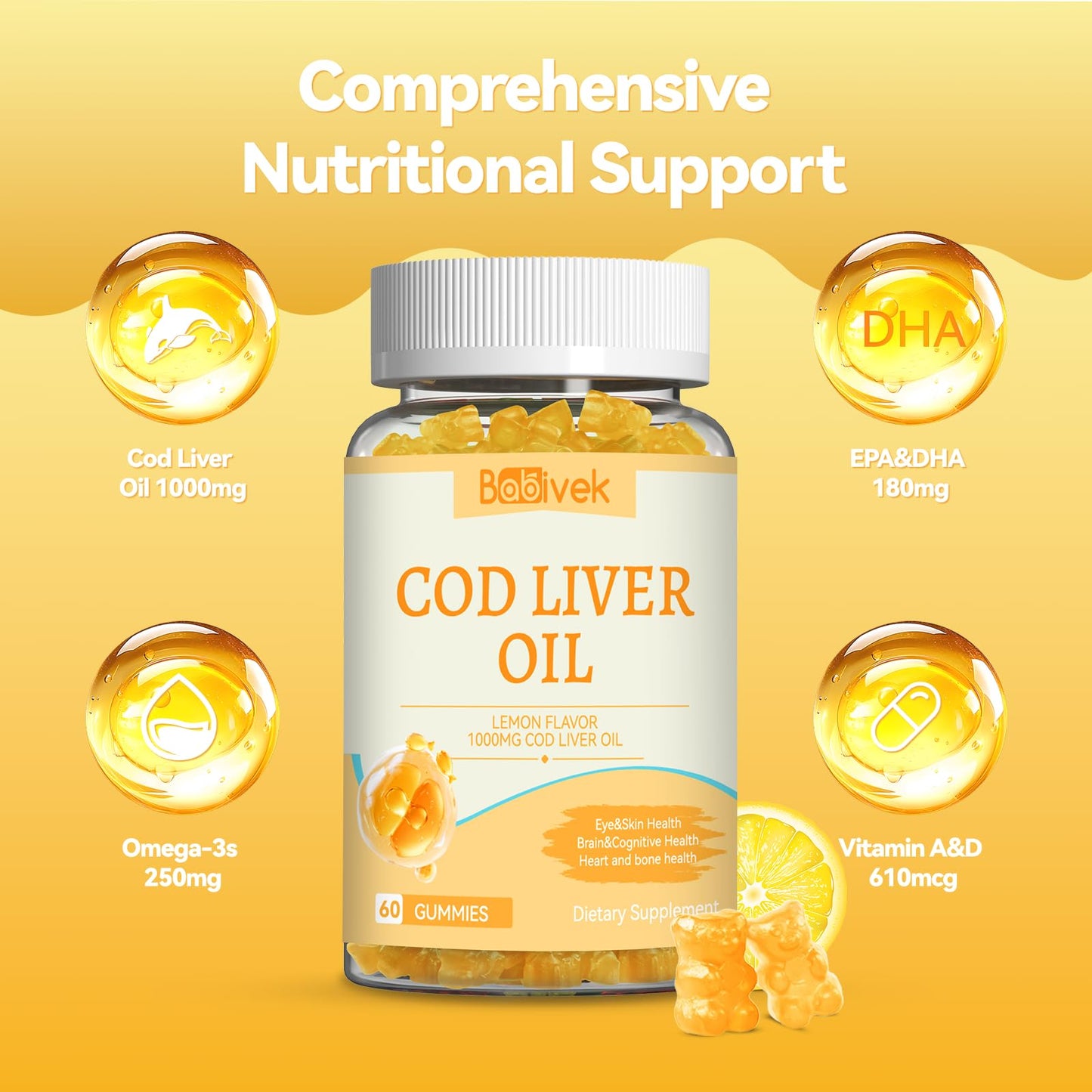 Babivek Cod Liver Oil Gummies 60 Count