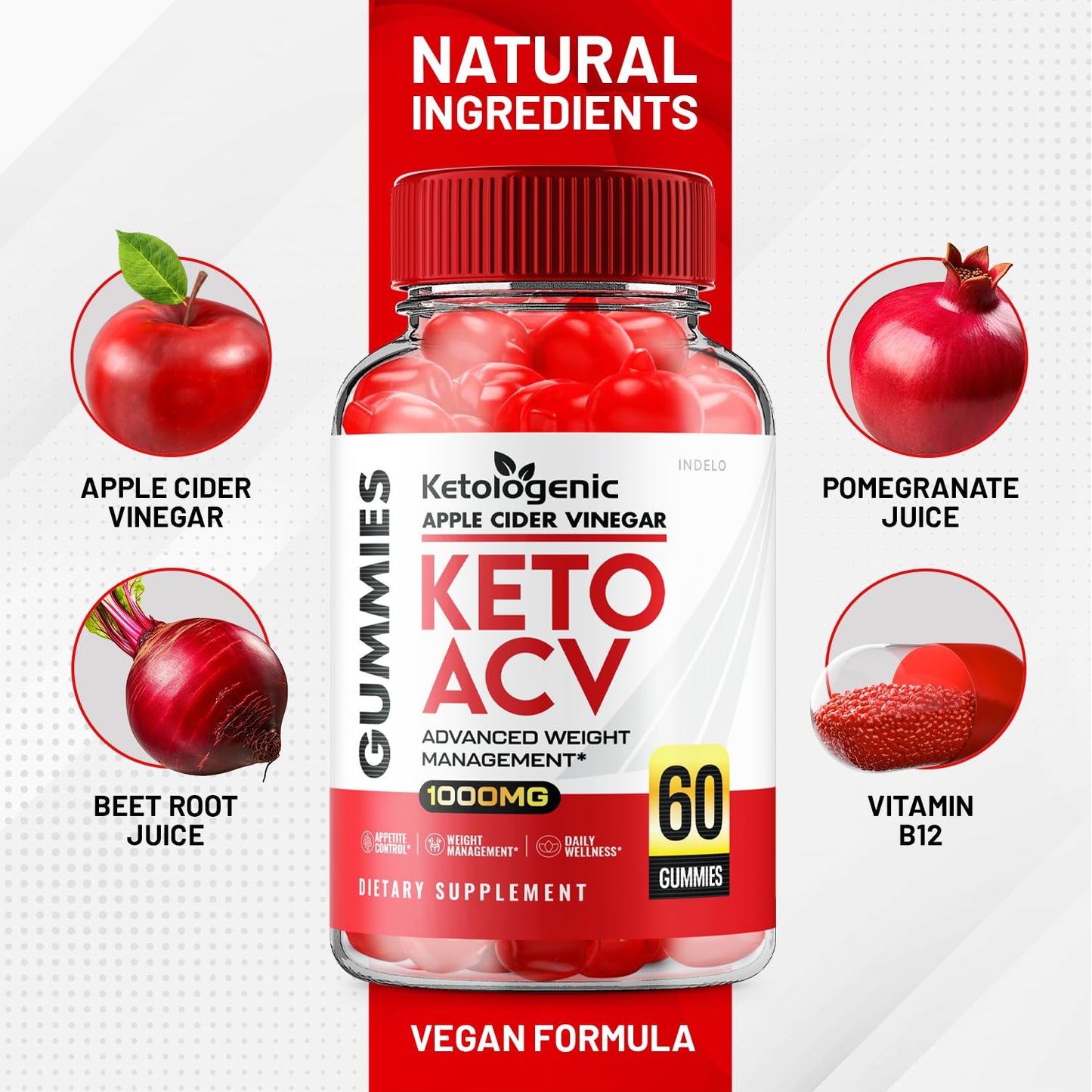Indelo Ketologenic Keto ACV Gummies 300 Gummies