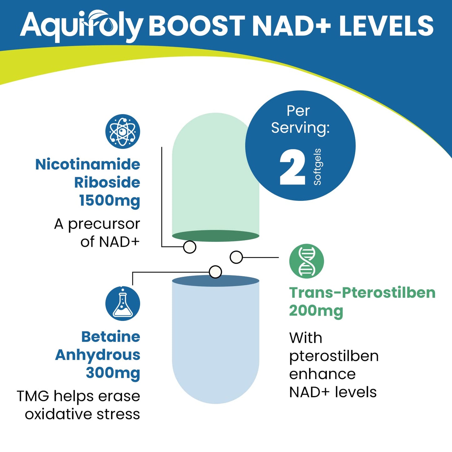 Aesticum Liposomal Nicotinamide Riboside Supplement 2000 mg with TMG and Pterostilbene for Maximum Absorption, Superior to NAD, Boosting NAD+, Cellular Energy, and Age Defense, 60 Softgels