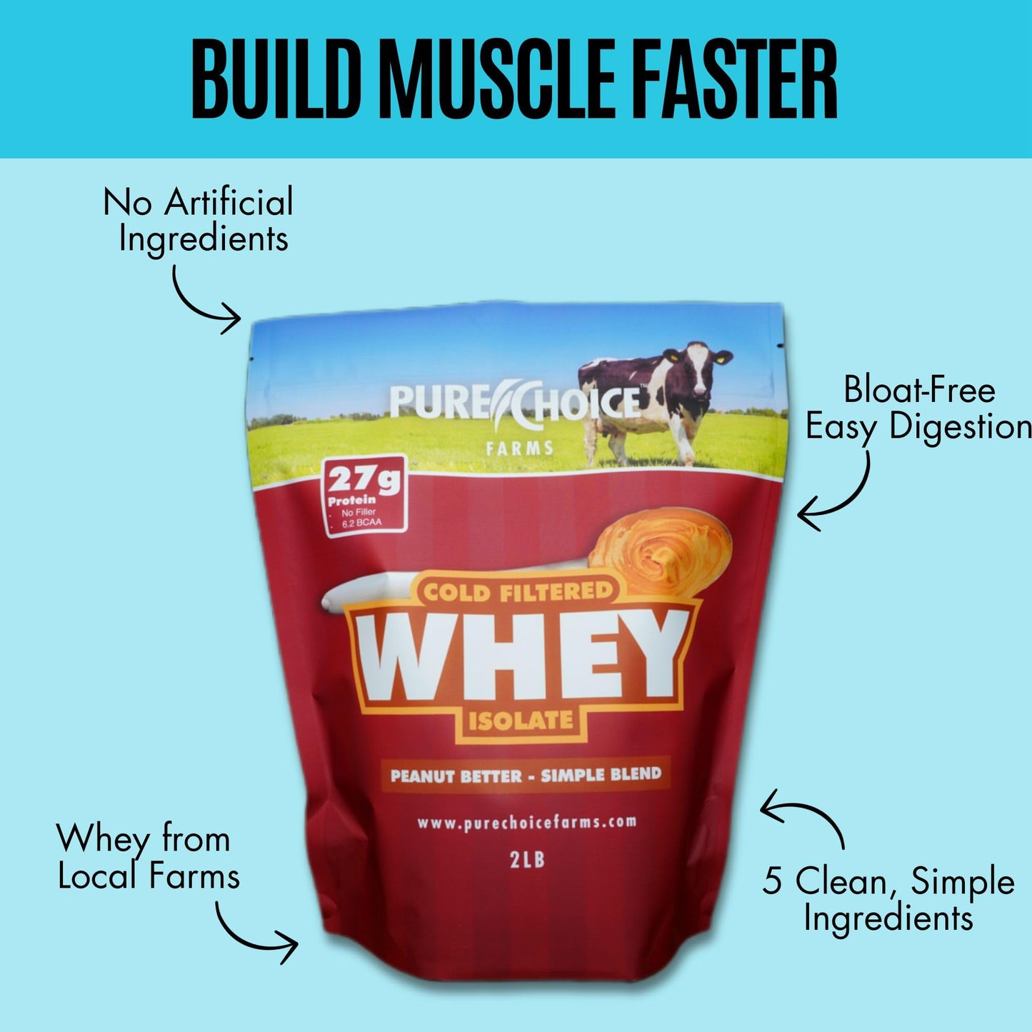Pure Choice Whey Peanut Butter Whey Isolate Protein Powder, 32 Servings