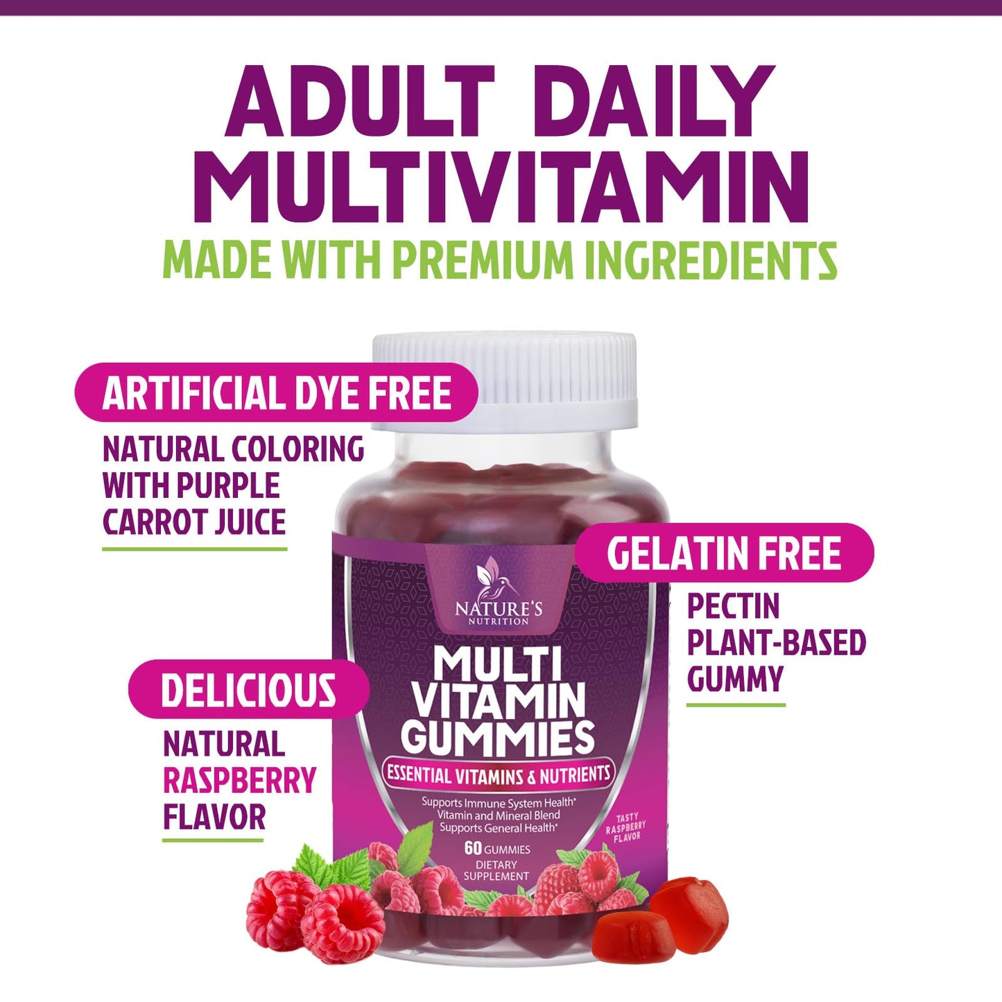 Nature's Nutrition Multivitamin Gummies for Adults, 60 Gummies