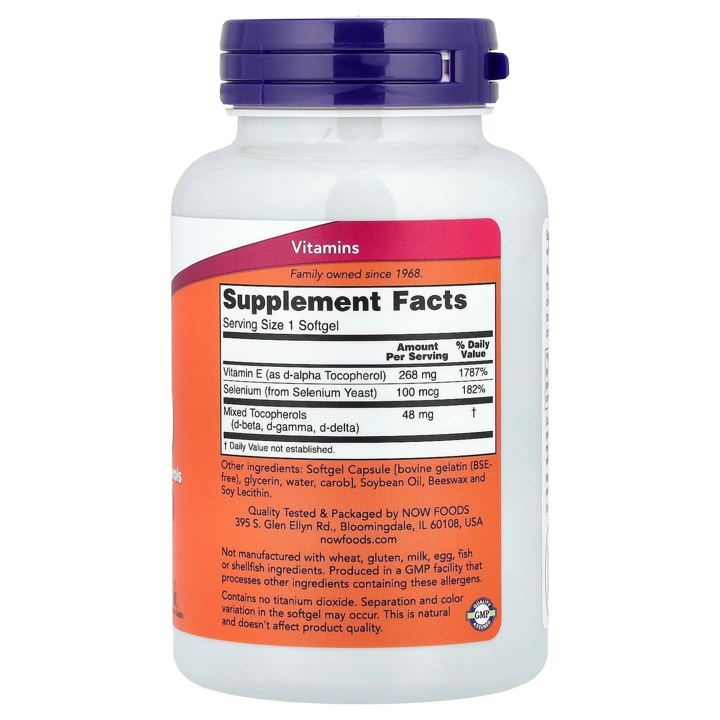 NOW Foods E-400 D-Alpha with Mixed Tocopherols (268 mg, 400 IU) Softgels, 100 Softgels