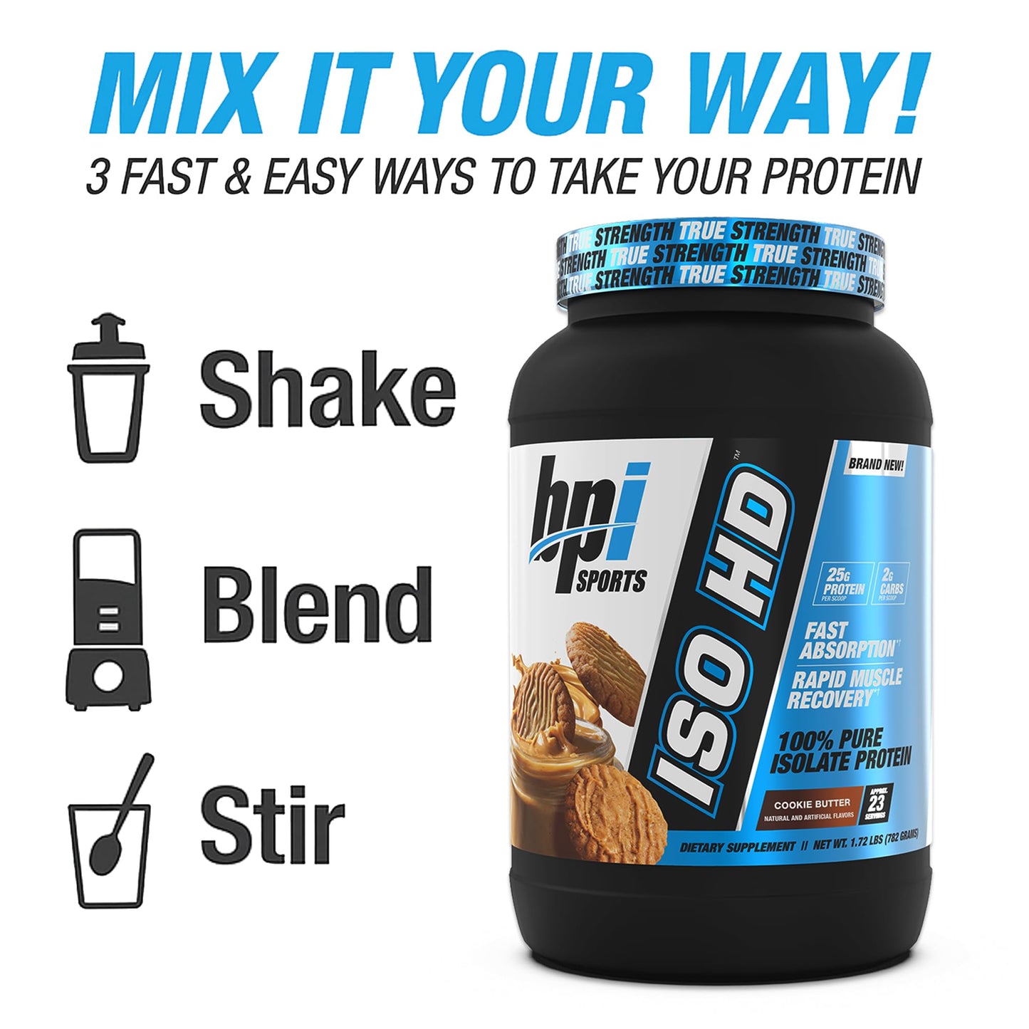 BPI Sports ISO HD Isolate Protein Powder – Cookie Butter, 25.6 oz