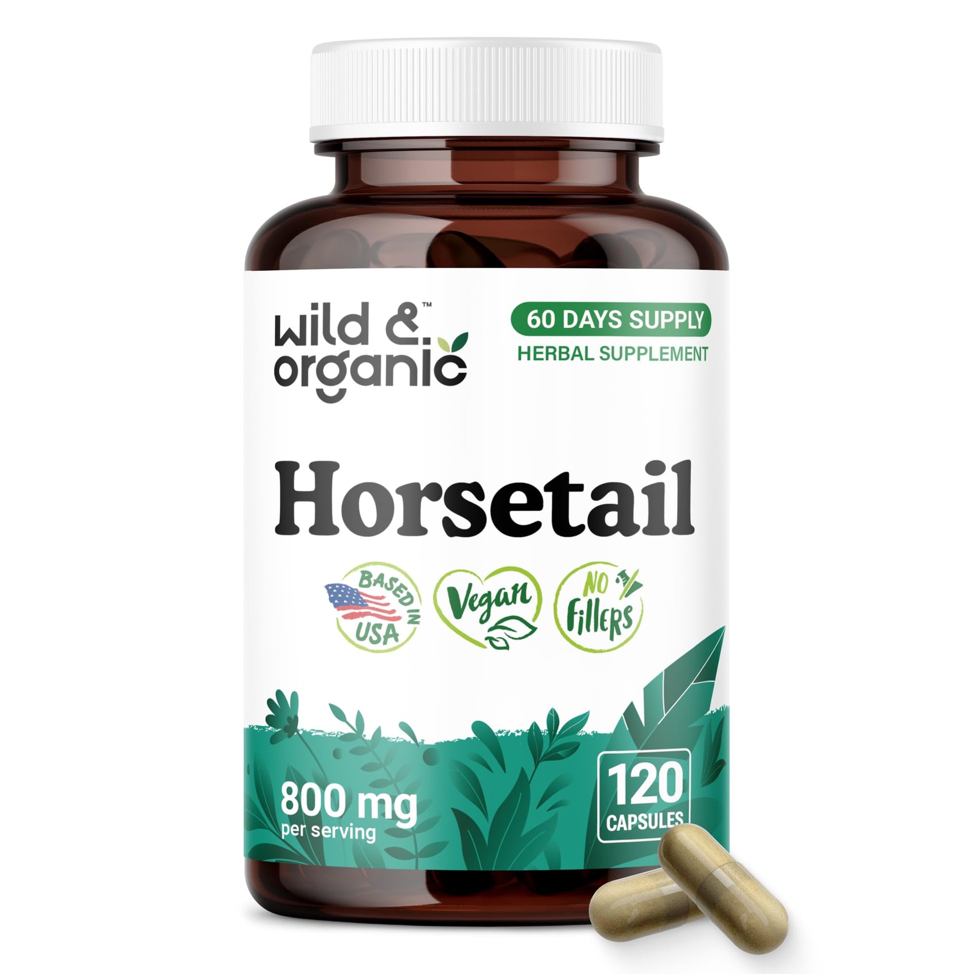 Wild & Organic Horsetail Herb Capsules, 120 Count